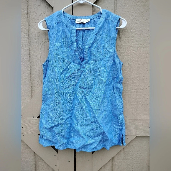 Vineyard Vines Small Blue Linen Casual Comfortable Sleeveless Top - Picture 2 of 7